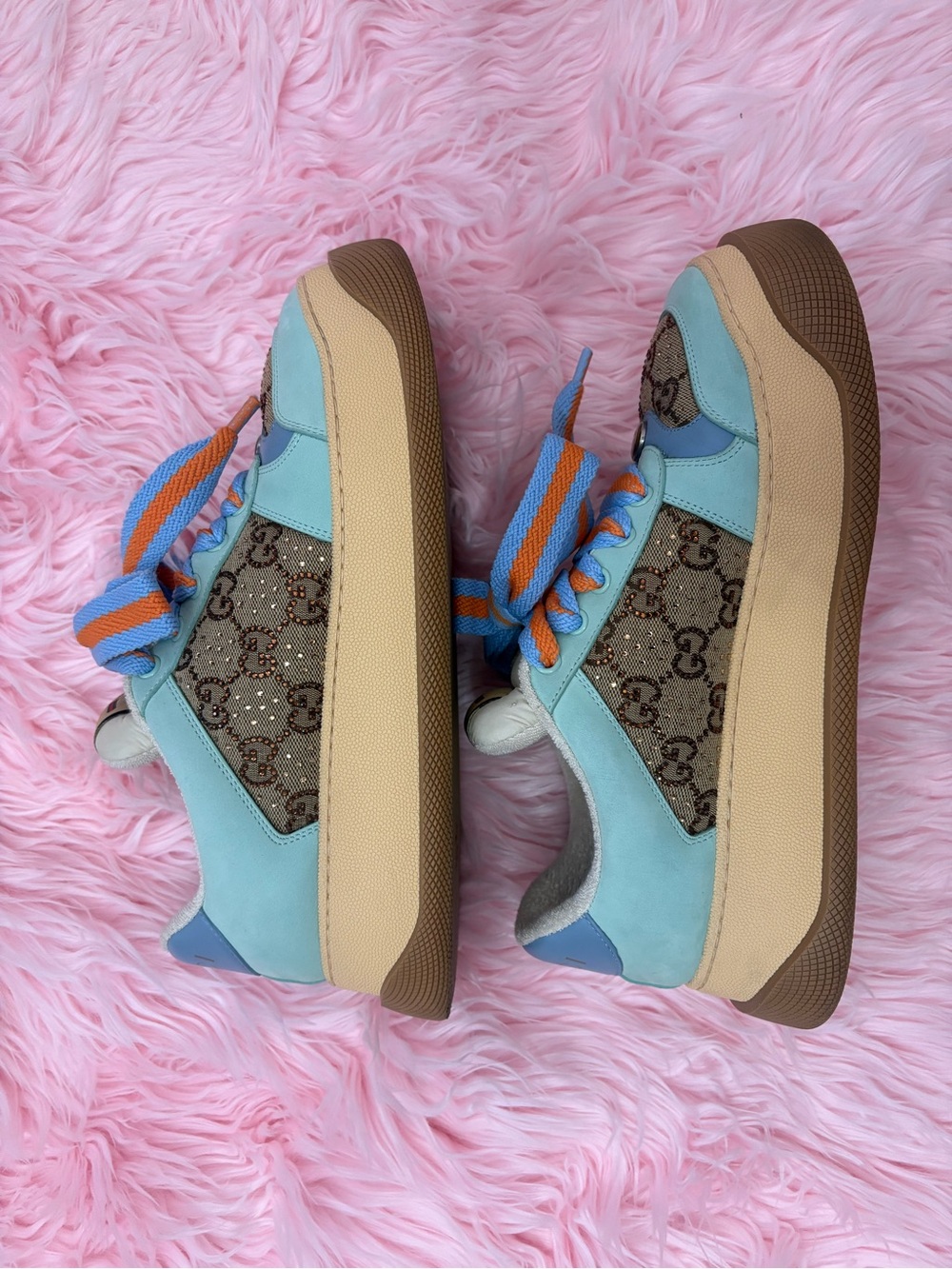 GUCCI WOMEN'S SCREENER SNEAKER WITH CRYSTALS SIZE 39 - Picture 2 of 10
